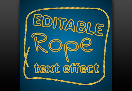 Editable Rope Text Effect Style on Blue Background