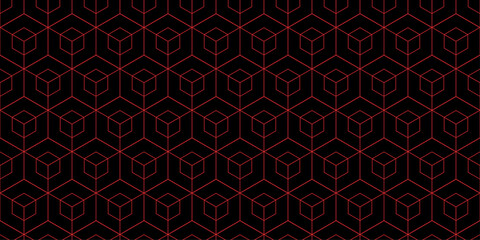 Fototapeta premium hexagon cubic pattern background. cube seamless black technology illustration metal surface design.