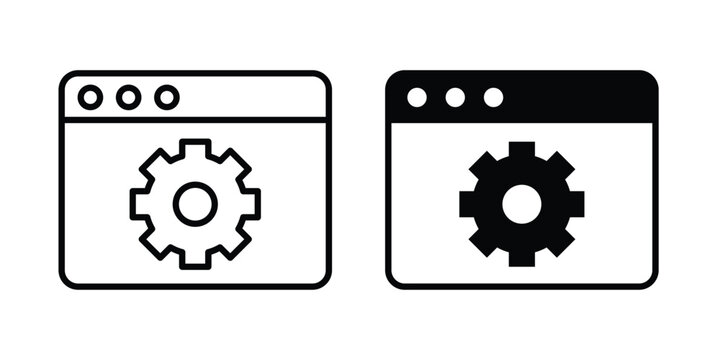 Backend icon clipart and thin stroke versions pack