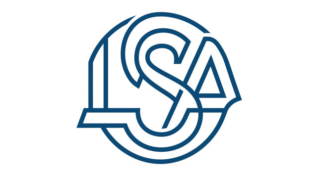 LSA Logo Design, Blue Lines on White Background, Modern Emblem