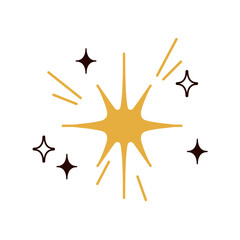 Plakat Star shining, sparkling. Magic twinkles glowing. Celestial cosmic light, astrology symbol. Abstract sparks decoration, composition. Decorative flat vector illustration isolated on white background