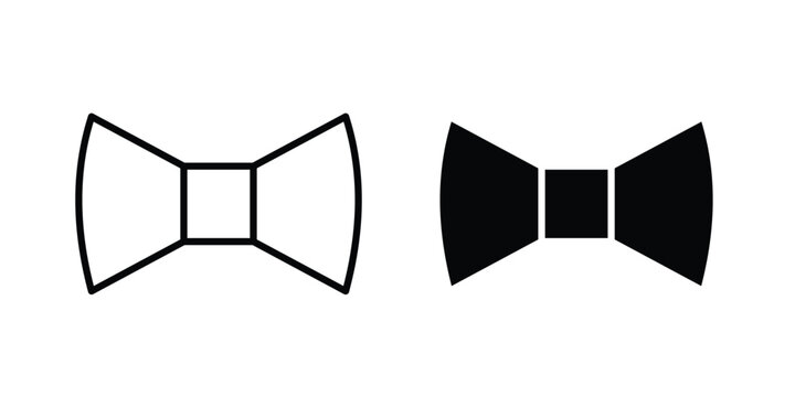 Bow Tie icon clipart and thin stroke versions pack