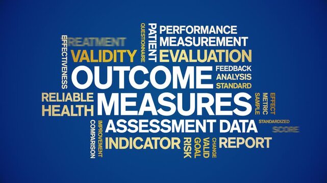 Outcome Measures animated word cloud-text design animation tag kinetic typography seamless loop.