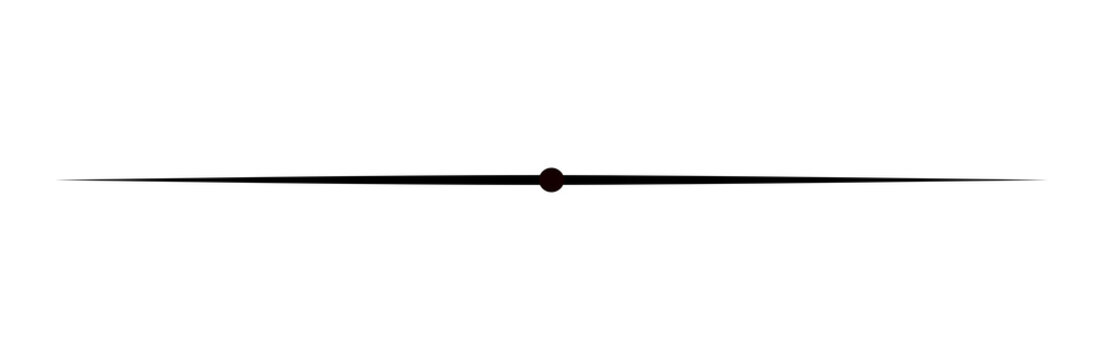 Solid Black Tapered Horizontal Line with Center Red Circle Node Isolated on Transparent Background