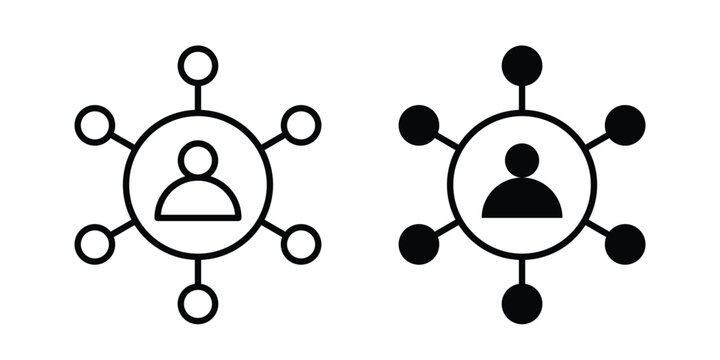 Business Connections icon clipart and thin stroke versions pack