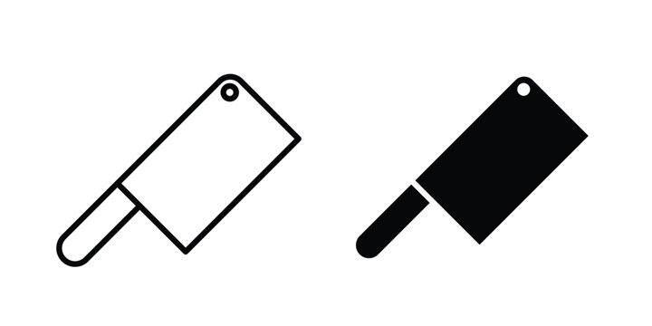 Butcher knife icon clipart and thin stroke versions pack