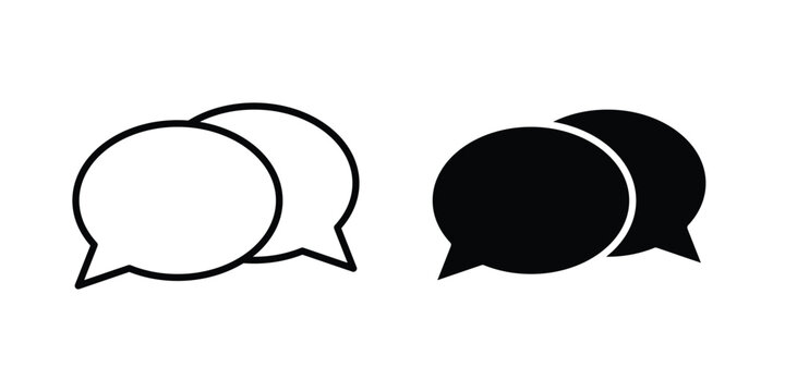 Chat bubble icon clipart and thin stroke versions pack