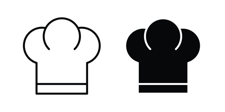 Chef hat icon clipart and thin stroke versions pack