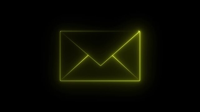 Neon yellow color massage icon animation on black background.  4k videon.