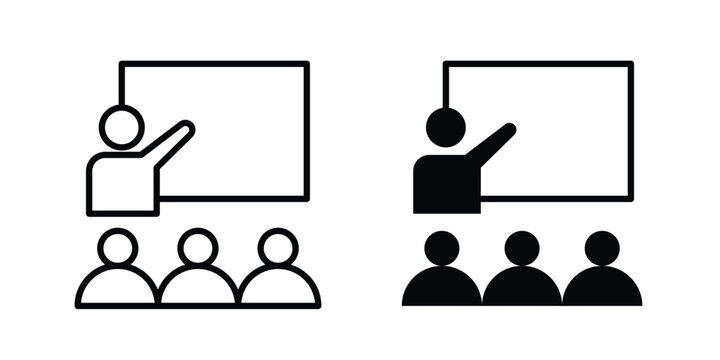 Classroom icon clipart and thin stroke versions pack