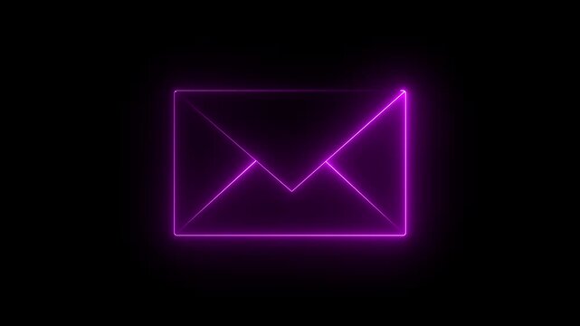 Neon pink color massage icon animation on black background.  4k videon.
