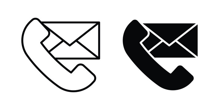 Contact us icon clipart and thin stroke versions pack