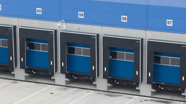 Multiple loading docks at modern distribution center facility