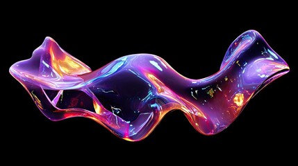 Obraz premium Iridescent liquid form with flowing, glowing neon colors