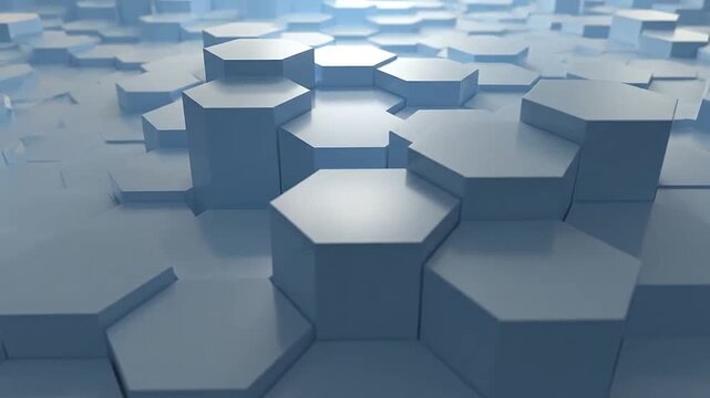 A smooth abstract background featuring a pattern of light blue hexagonal pillars