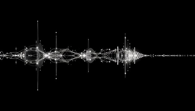 Abstract white data points connected over black background
