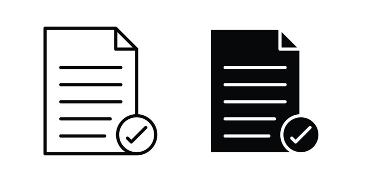 Document verification icon clipart and thin stroke versions pack