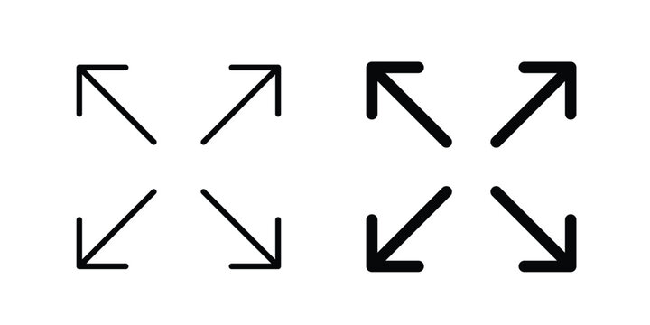 Expand arrows icon clipart and thin stroke versions pack