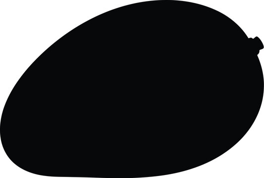 Black silhouette of a fresh ripe mango fruit shape