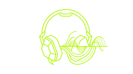 Headphones with Sound Waves Graphic © Reza