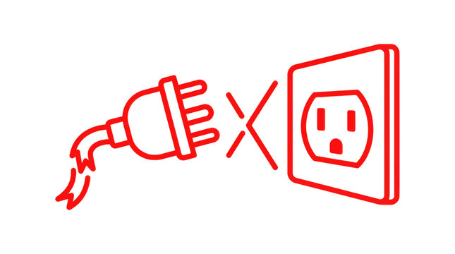 Electric Plug Disconnected from Outlet, Power Outage Concept