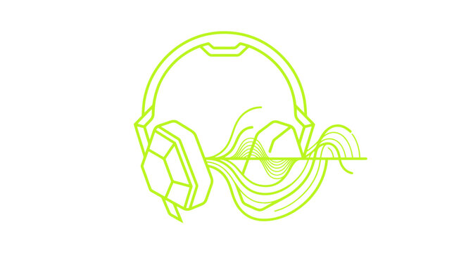 Headphones with Sound Waves Graphic