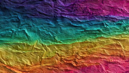 Obraz premium Vibrant, textured rainbow-hued abstract art with deep shadows and highlights