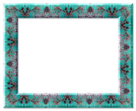 Rustic turquoise frame with abstract mottled pattern