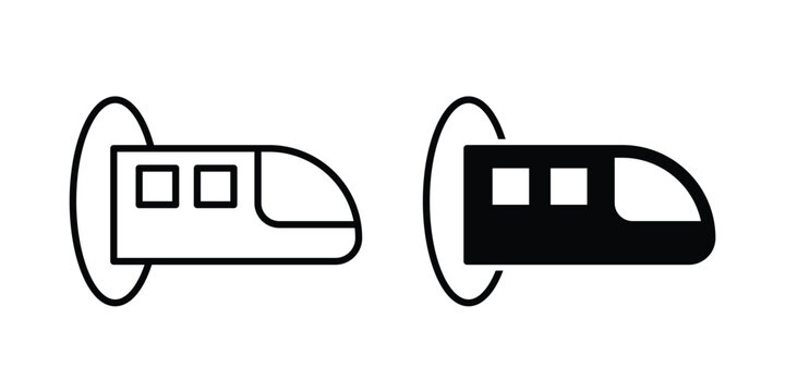 Hyperloop icon clipart and thin stroke versions pack