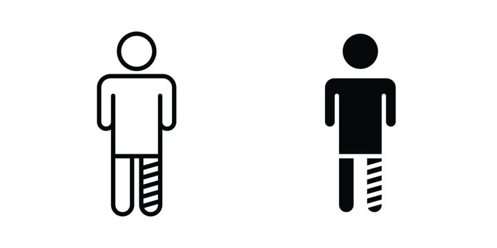 Injured man icon clipart and thin stroke versions pack