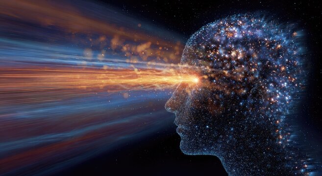 Abstract Representation of Human Mind and Consciousness with Light Rays.