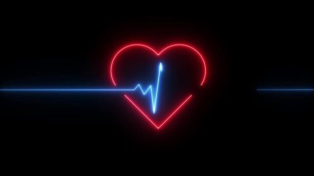 Love heart ekg animation. Neon Heartbeat line motion. pulse line for medical and, science projects video.