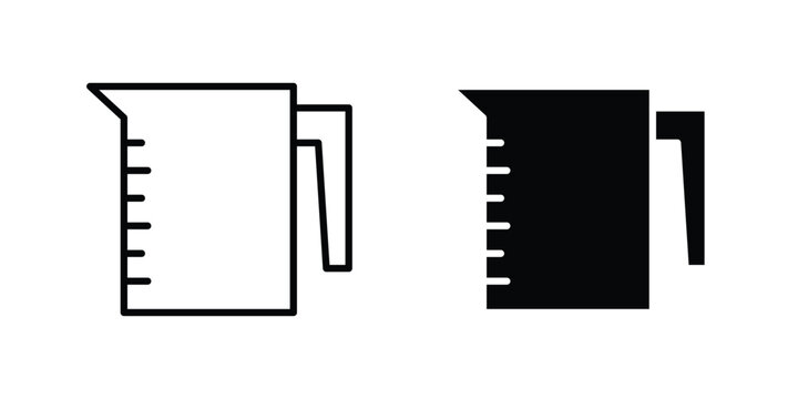 Measuring cup icon clipart and thin stroke versions pack