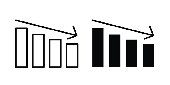Negative trend icon clipart and thin stroke versions pack
