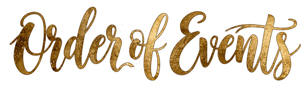 Order Events Gold Script Calligraphy Wedding Program