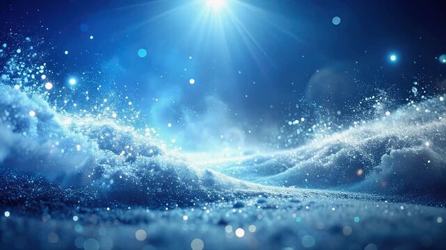 Silver dust particles drifting through cool blue haze with weightless fog and smooth abstract motion