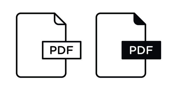 PDF file icon clipart and thin stroke versions pack