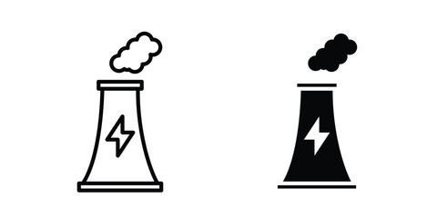Power plant icon clipart and thin stroke versions pack © Hunt