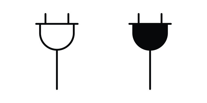 Power plug electric cord icon clipart and thin stroke versions pack