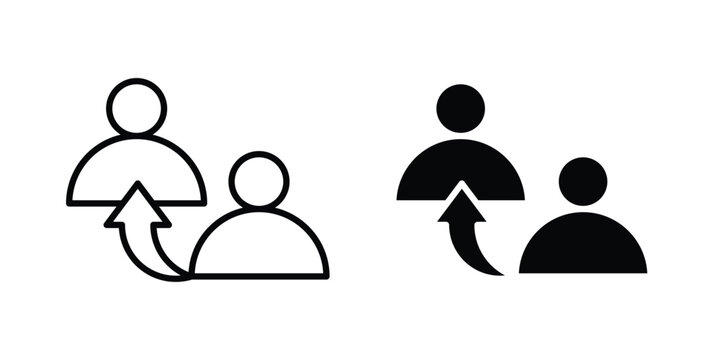 Referral icon clipart and thin stroke versions pack