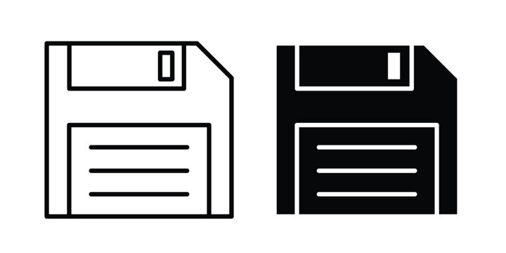 Save file icon clipart and thin stroke versions pack