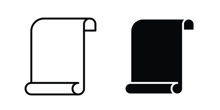 Scrolls icon clipart and thin stroke versions pack