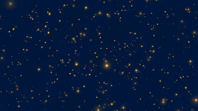 Twinkling golden stars against a deep blue night sky. A mesmerizing backdrop for dreams, inspiration, and cosmic themes
