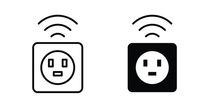smart Plug icon clipart and thin stroke versions pack