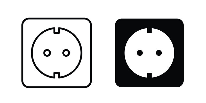 Socket Outlet icon clipart and thin stroke versions pack
