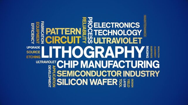 Lithography animated word cloud-text design animation tag kinetic typography seamless loop.
