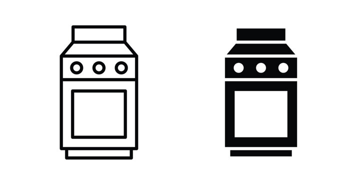Stove icon clipart and thin stroke versions pack