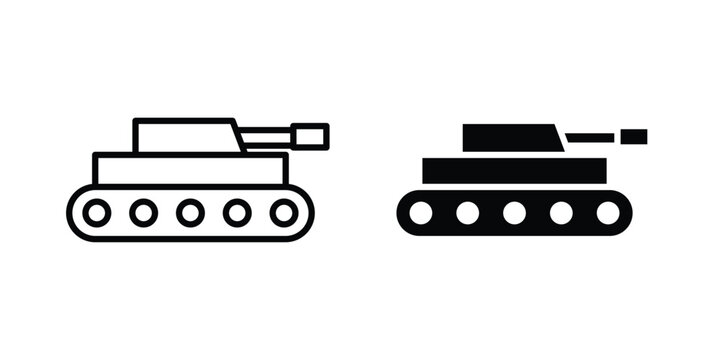 Tank icon clipart and thin stroke versions pack