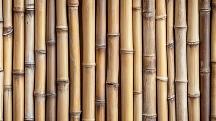 Naklejka premium Artistic Sustainable Bamboo Structure Wall Design Featuring Vertical Rods for Eco-Friendly Facade