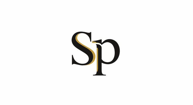 Elegant black and gold monogram SP with serif font on white background